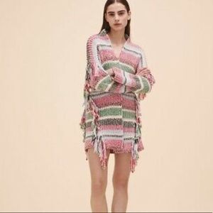Maje Fringe Cardigan Sweater Top